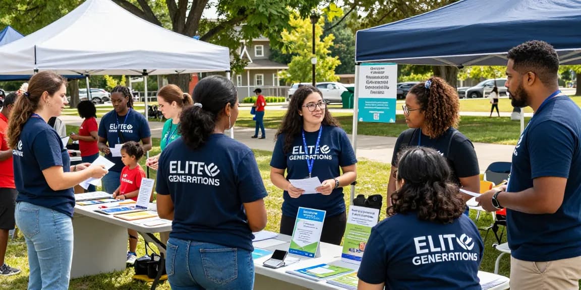 Community engagement event with Elite Generations team promoting nonprofit outreach and collaboration.