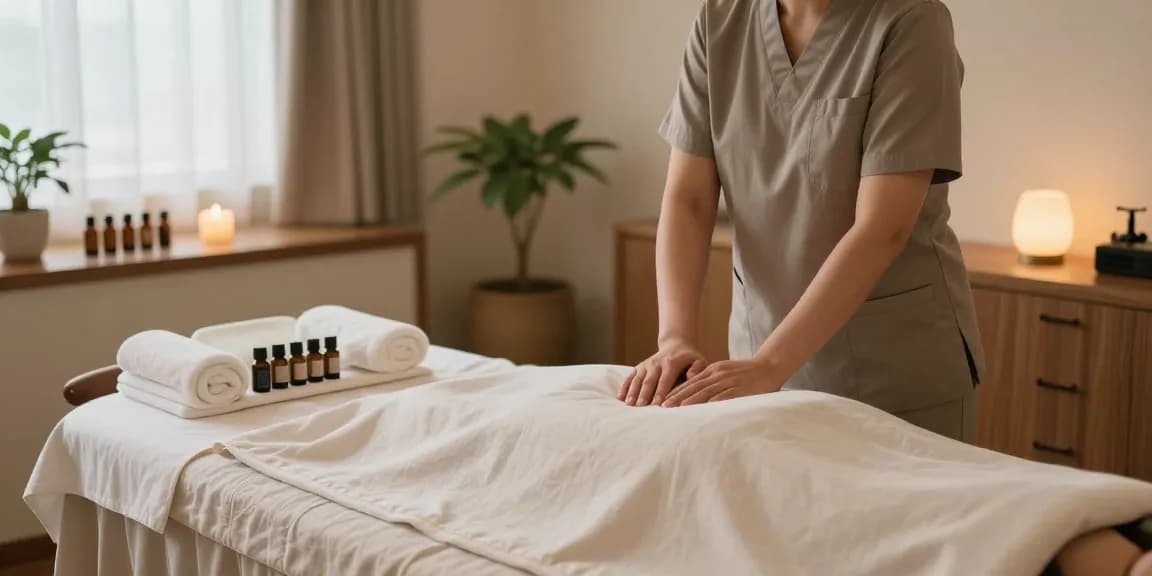 Experience 안양출장안마 services in a tranquil spa setting with a professional massage therapist preparing for a relaxing session.