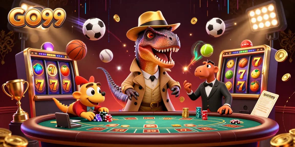 Engage with GO99 strategy as a velociraptor counters cards at the casino table.