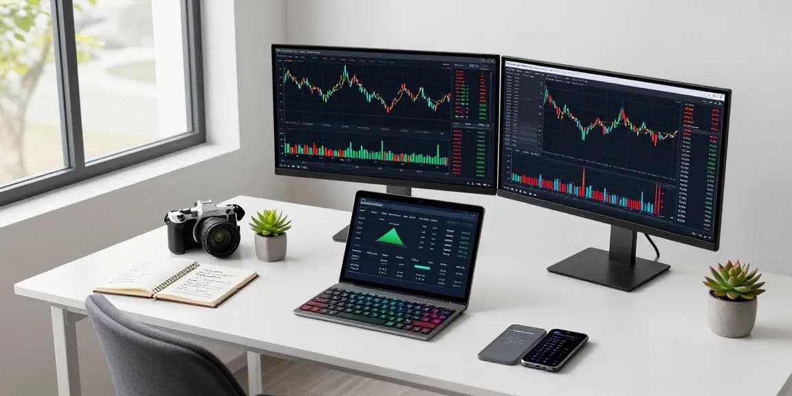 Funexchange trading workspace with cryptocurrency charts, live price indicators, and digital wallet setups