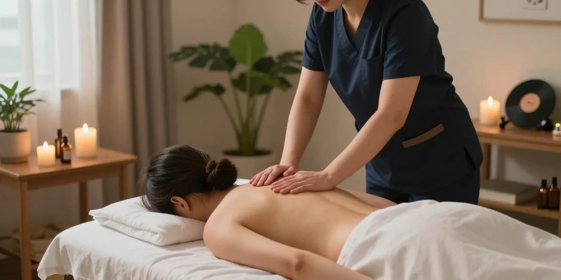 의왕출장마사지 세션 중 고객에게 편안함을 제공하는 한국인 마사지사 모습