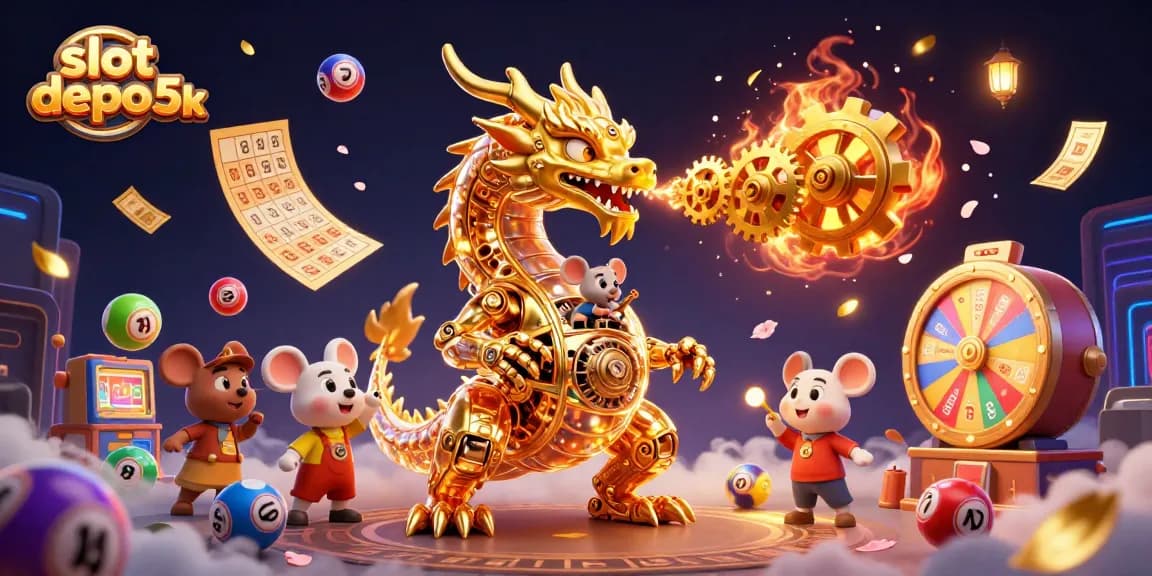 Experience thrilling action with slot depo 5k in a vibrant 3D casino illustration showcasing winning possibilities.