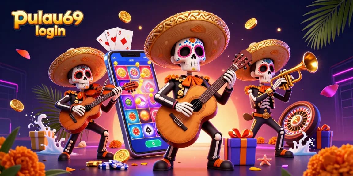 Experience vibrant fun playing pulau69 login with lively mariachi characters and casino elements.