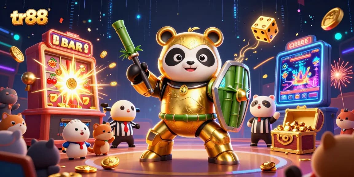 Spin the reels with tr88 at a vibrant 3D casino filled with gold treasures and excitement.