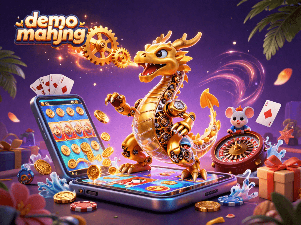 Menangkan demo mahjong dengan ilustrasi kasino 3D yang dinamis dan penuh warna saat permainan berlangsung.