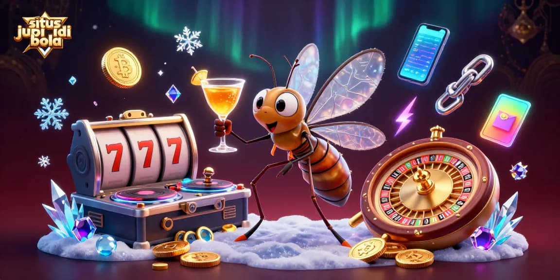 Join the excitement at situs judi bola with a vibrant 3D casino-themed illustration featuring unique characters.