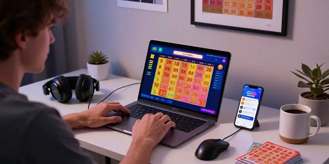 Pengguna ratutogel memainkan permainan togel online di laptop dalam suasana santai.