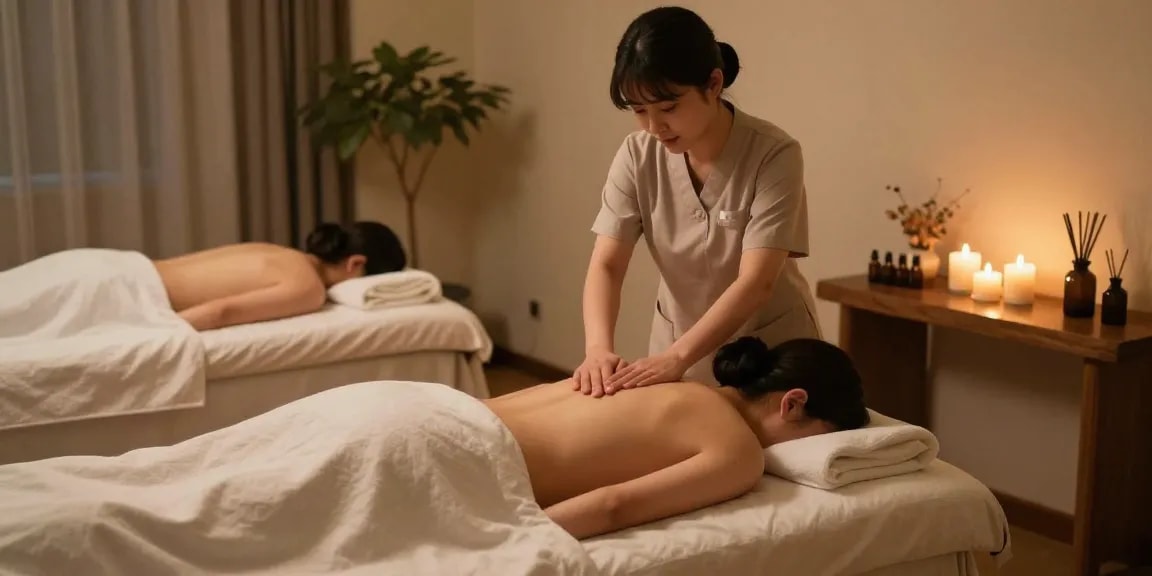 울산오피 마사지 치료 중인 모습과 편안한 분위기