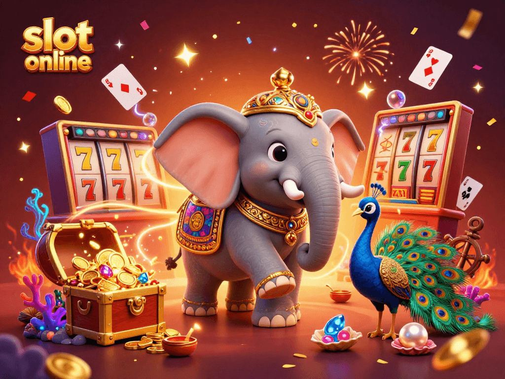 Spin the reels and win big with this vibrant slot online illustration featuring lucky symbols!