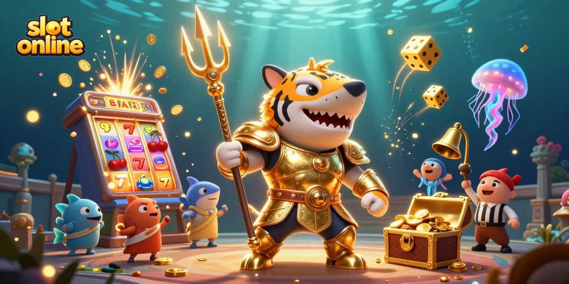 Menangkan jackpot dalam slot online dengan gladiator hiu beraksi di koloseum bawah laut.
