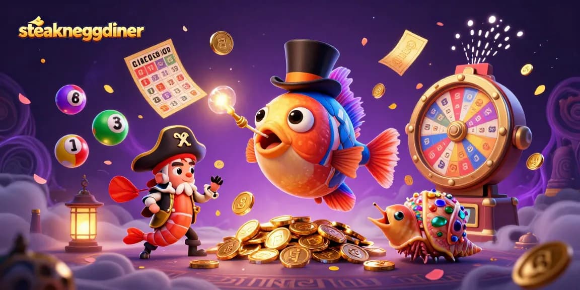 Experience the thrill of steakneggdiner with playful characters and dynamic gambling elements in an engaging scene.