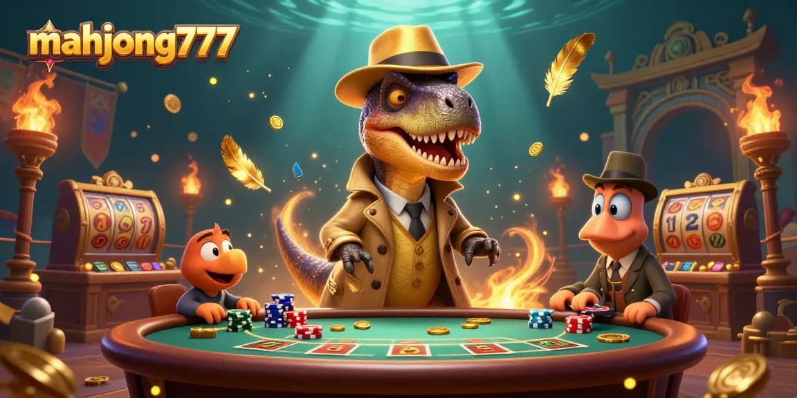 Engage in thrilling gameplay at mahjong777 with vibrant dinosaur characters and dynamic casino elements.