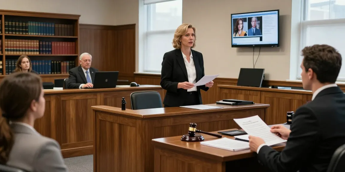 Crown attorney Karen McCleave presenting in the courtroom during a high-profile trial in Toronto.