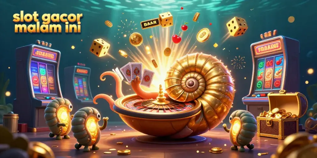 Experience slot gacor malam ini with a vibrant underwater casino scene filled with winning symbols.