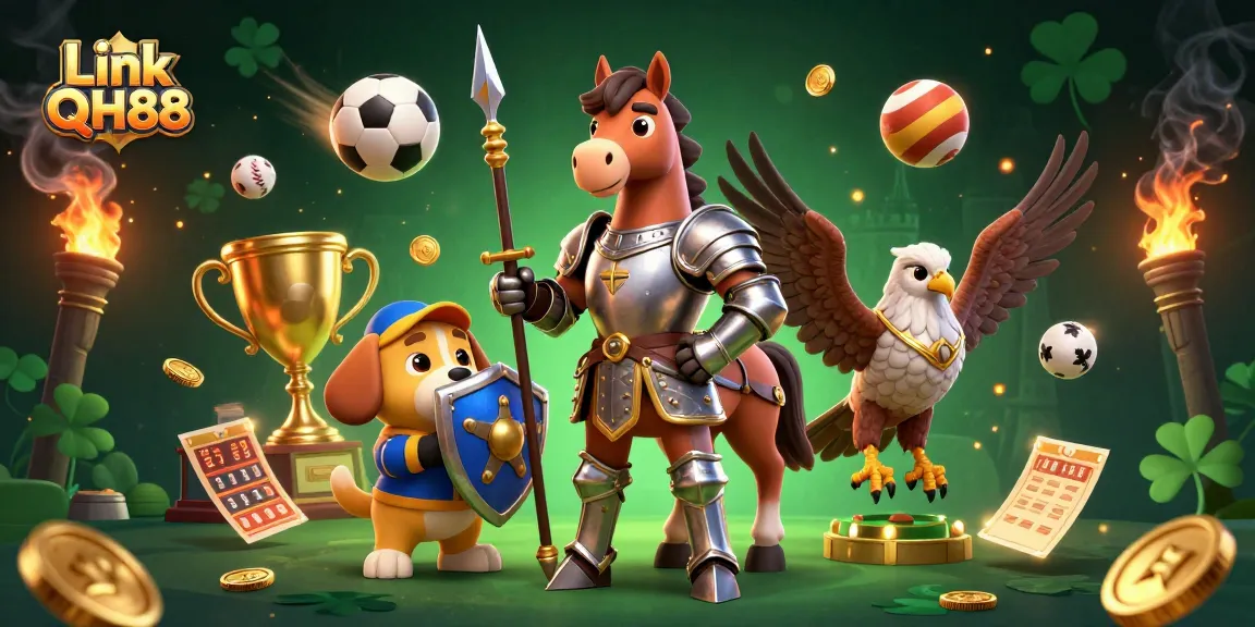 Engage with thrilling games at Link QH88 gaming platform, featuring knights and sports elements in vivid detail.
