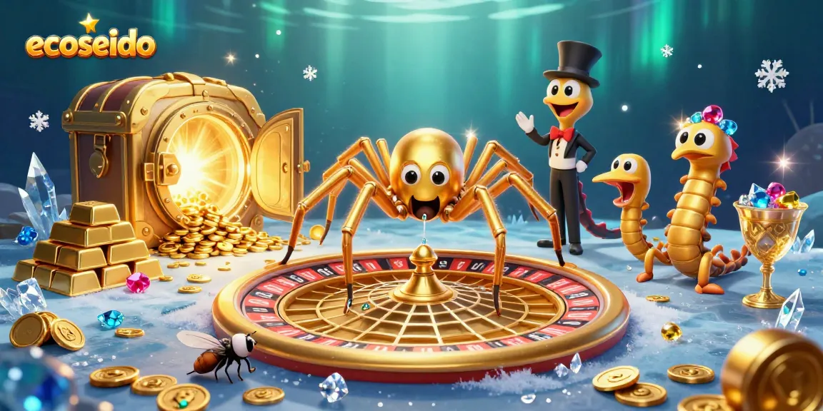 Claim your winnings with ecoseido's unique casino-themed 3D illustration featuring a roulette wheel.