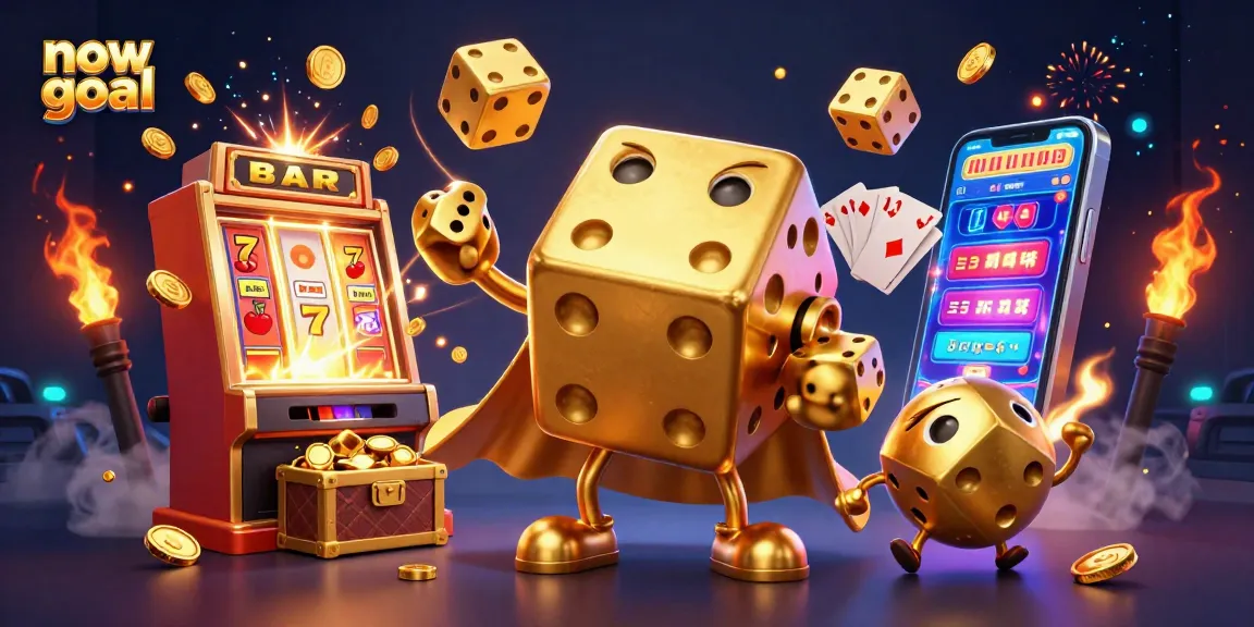 Engage with now goal dynamics, showcasing a lively scene with golden dice and vibrant casino elements.