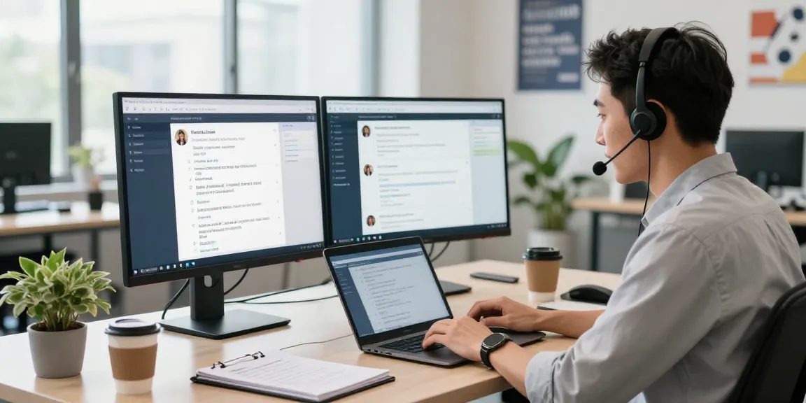 Telus-Technical-Support agent assisting customers in a modern office environment.