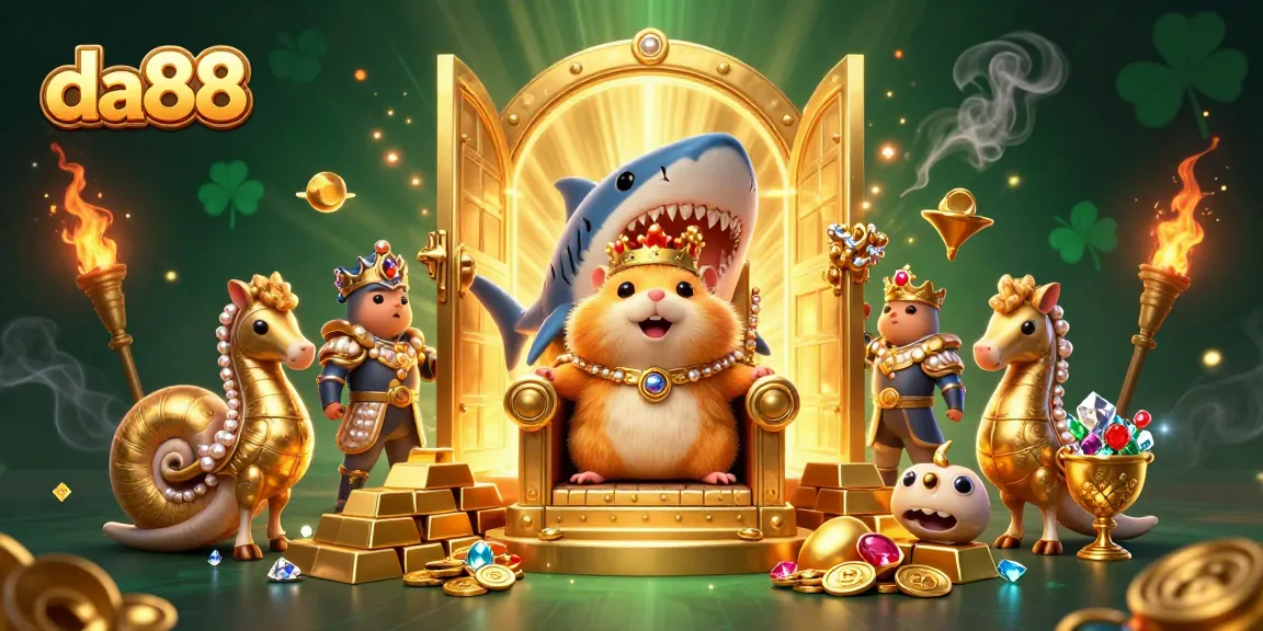 Spin and win at da88 with the golden hamster king reigning over a treasure trove!