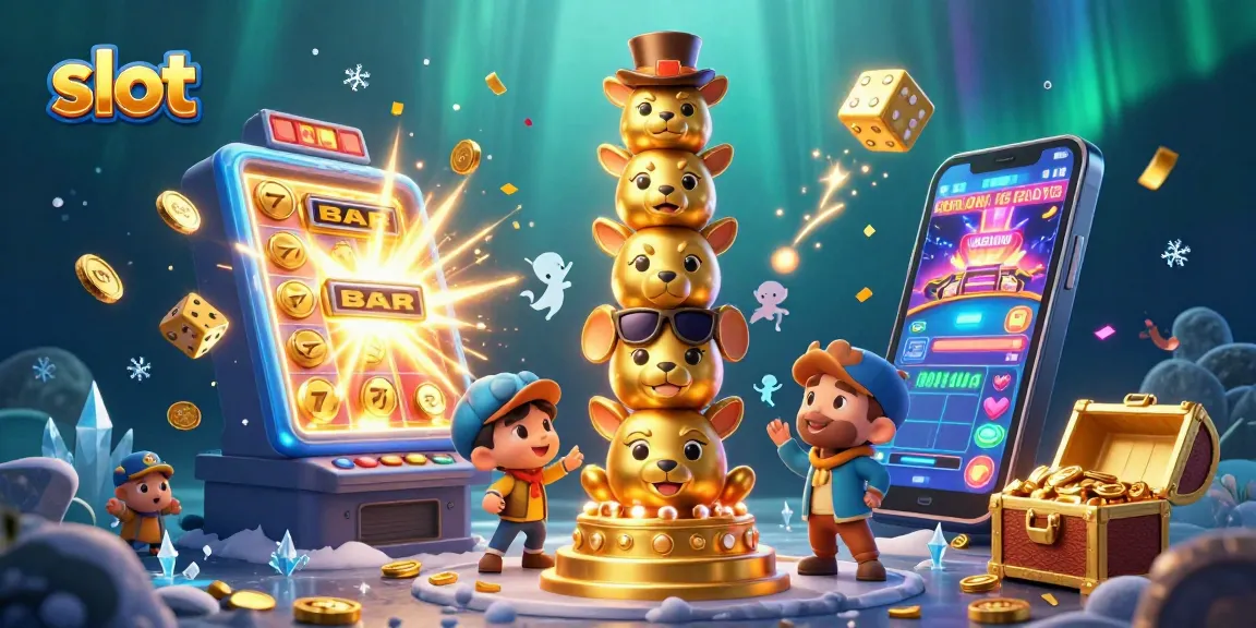 Experience the thrill of slot gaming with colorful characters celebrating jackpots in vibrant detail.