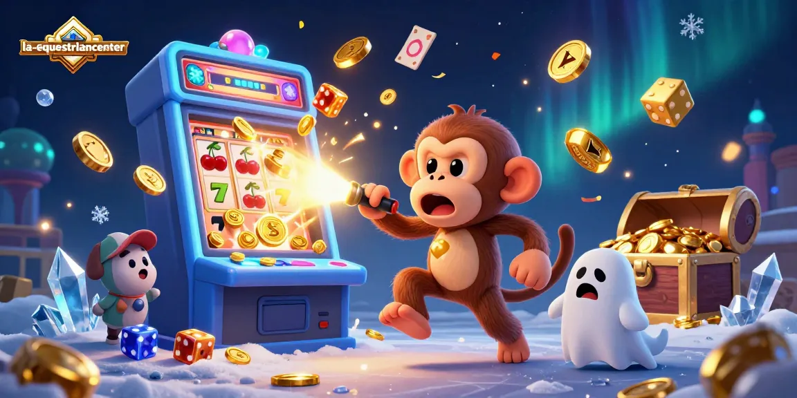 Catch the la-equestriancenter magic with a playful ghost-hunter puppy pursuing a monkey in a lively casino.