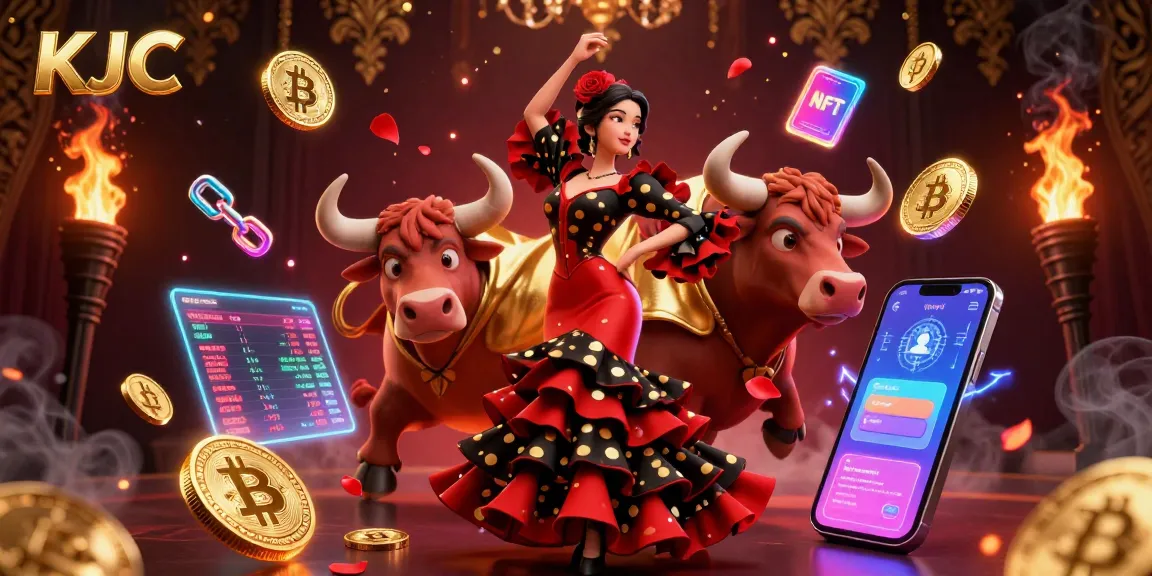Engage with KJC's immersive gaming experience featuring vibrant characters and crypto elements.