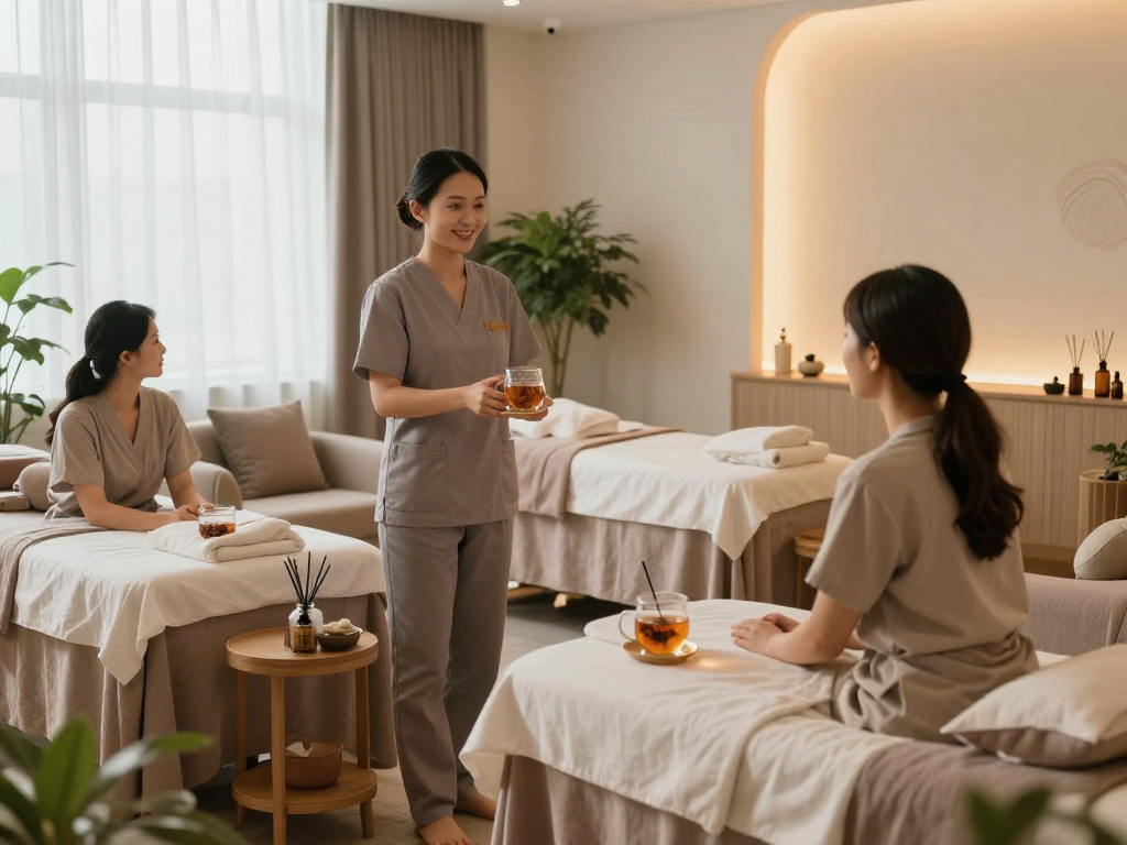 Relaxation lounge featuring mantra 88 services with inviting ambiance and professional therapists.