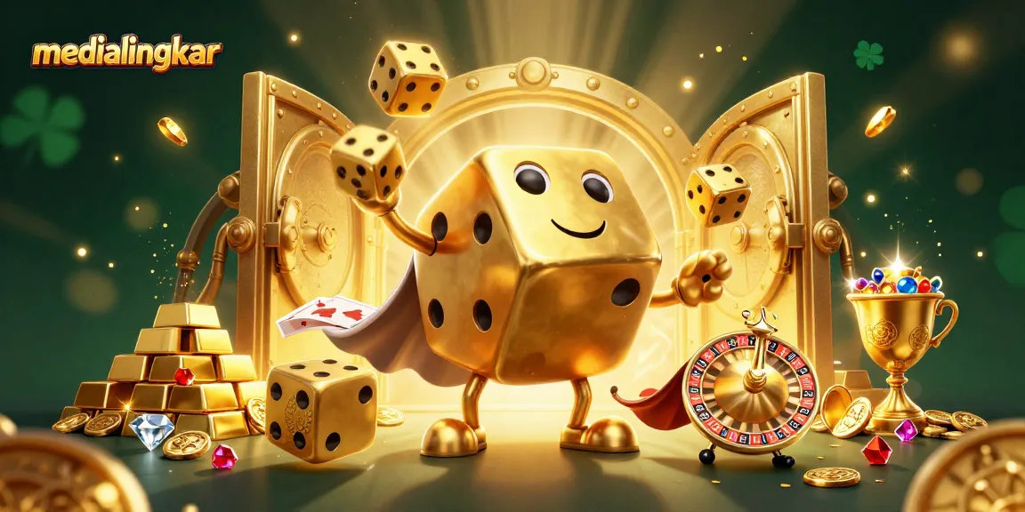 Enhance your game with medialingkar's thrilling Slot experience featuring golden dice and treasure.