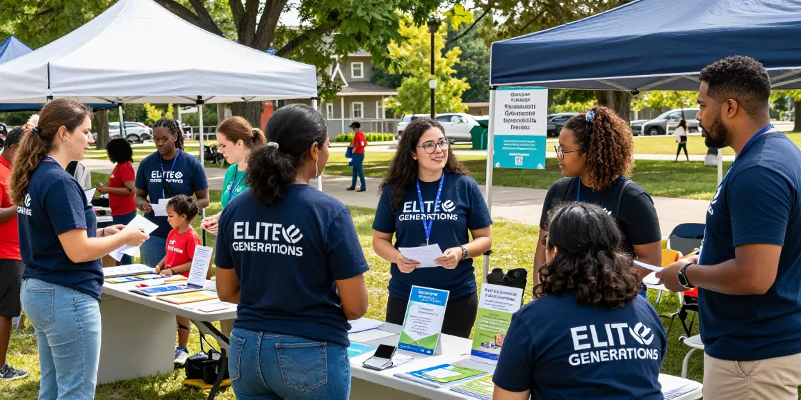Community engagement event with Elite Generations team promoting nonprofit outreach and collaboration.