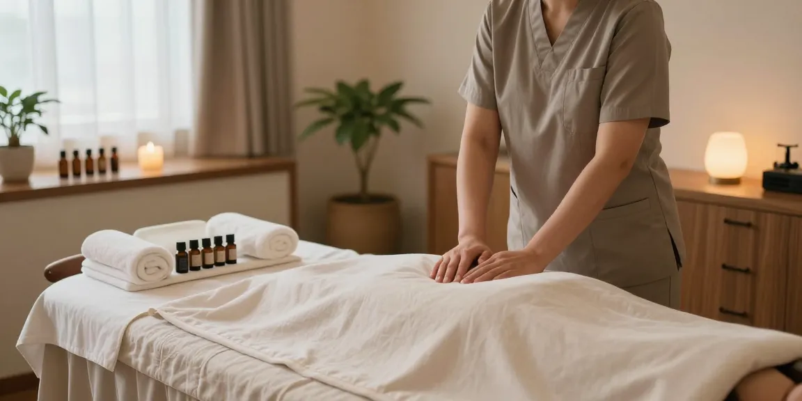 Experience 안양출장안마 services in a tranquil spa setting with a professional massage therapist preparing for a relaxing session.