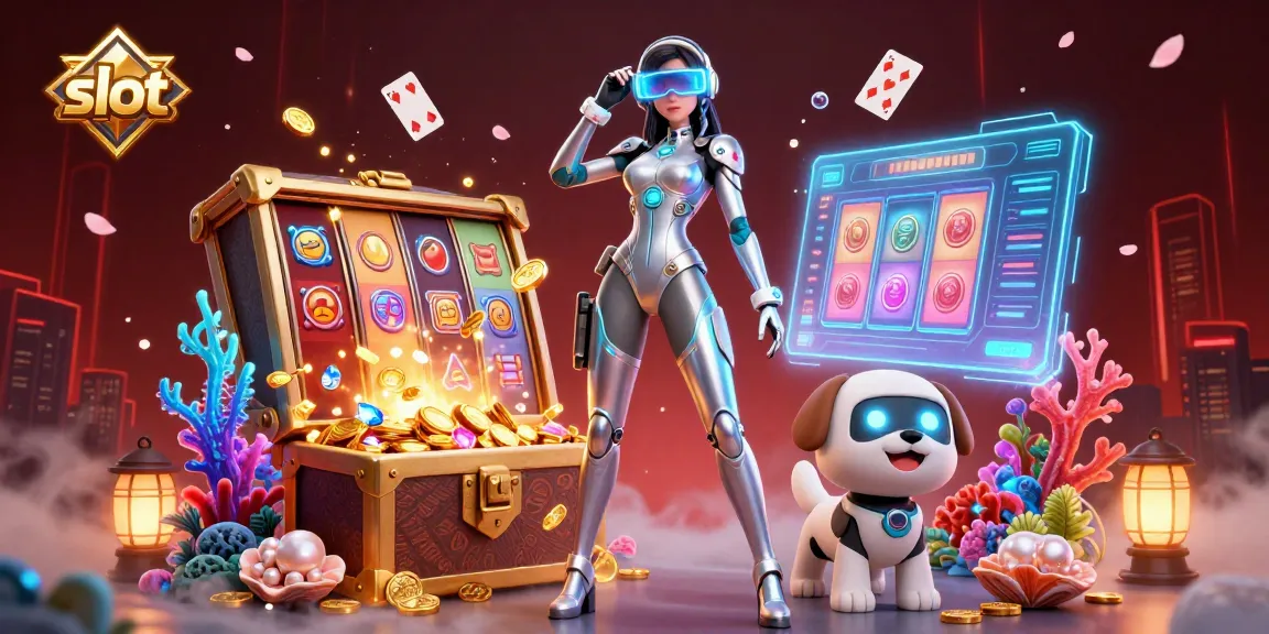Spin the slot reels while exploring a vibrant casino world filled with treasures and glowing graphics.