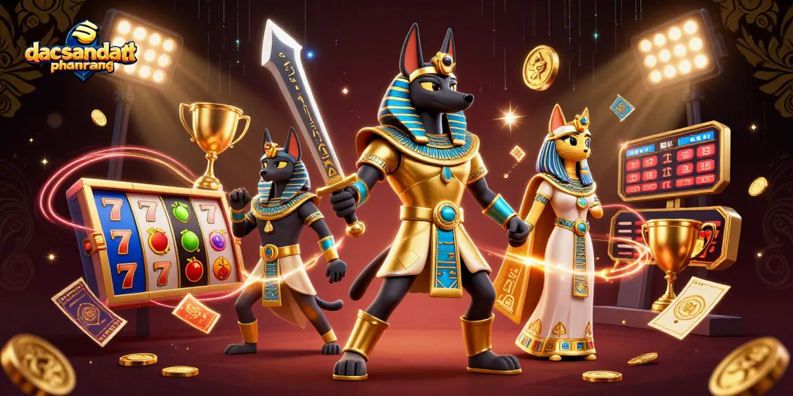Experience thrilling gameplay with dacsandatphanrang as Anubis and Bastet bring slots to life in dynamic 3D style.