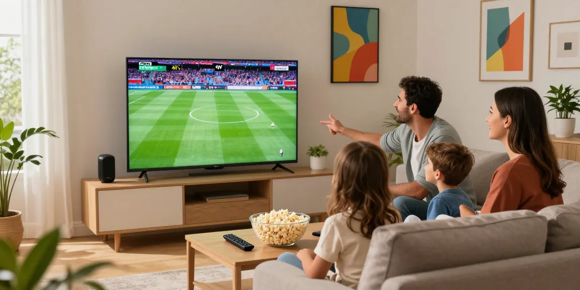 Family enjoying IPTV Ireland service at home with 4K TV