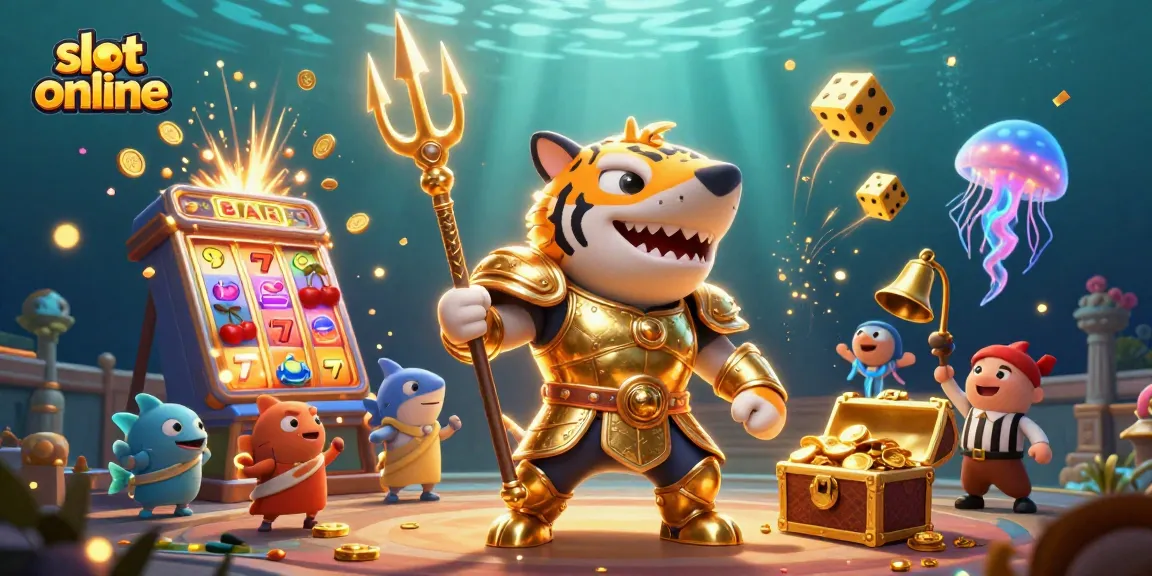 Menangkan jackpot dalam slot online dengan gladiator hiu beraksi di koloseum bawah laut.