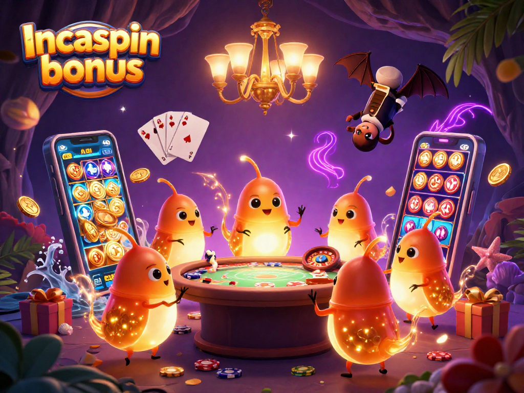 Engage with the Incaspin bonus treasures in a vibrant 3D casino scene full of adventure.