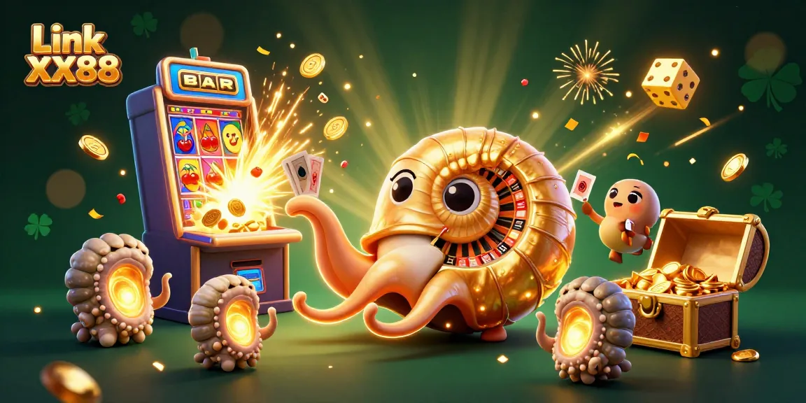 Experience the excitement of gambling with Link XX88, featuring a giant nautilus roulette and dynamic casino elements.