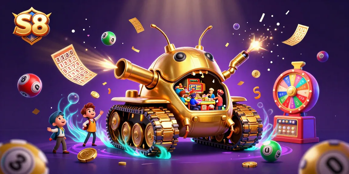 Experience the thrill of S8 with a vibrant casino illustration featuring games and excitement.