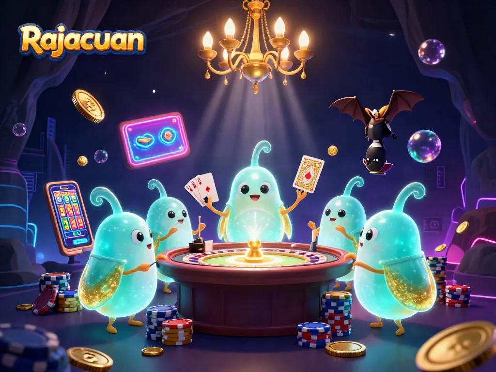 Play at Rajacuan while experiencing vibrant casino action with glowworms and light effects.