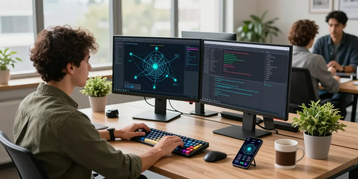 快连 network speed monitoring and coding setup in modern tech office