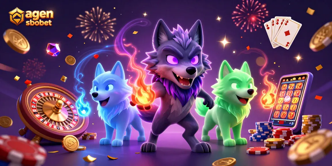 Place bets with agen sbobet featuring spectral wolves, poker chips, and casino elements.
