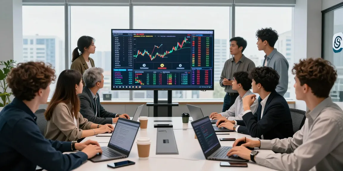 Traders analyzing cryptocurrency data on screens at a conference room, https://crypto-reviews.ru/okx-v-kazahstane/ captures collaborative trading environment.