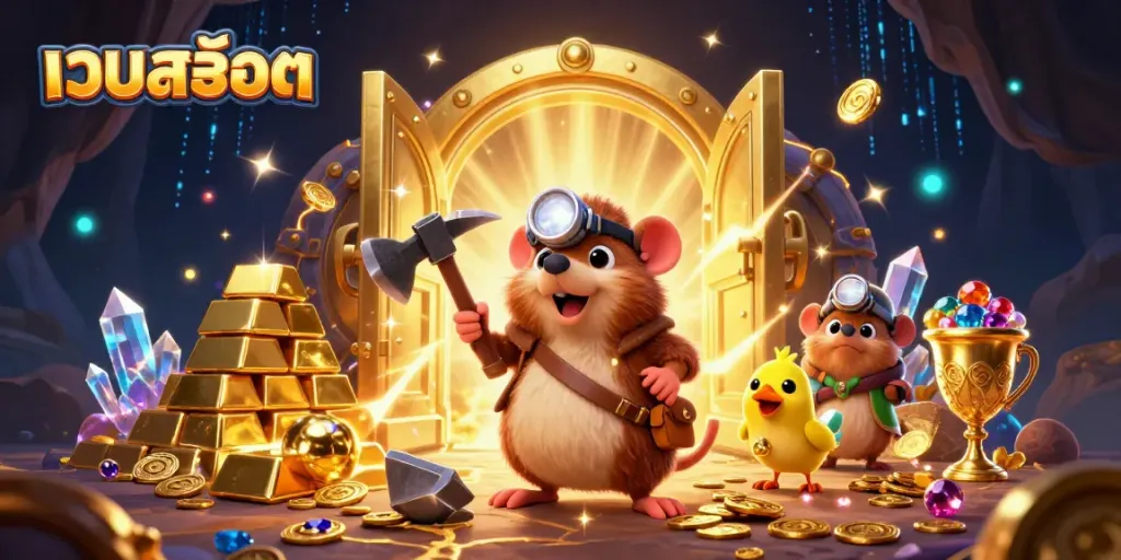 Experience thrilling gameplay at เว็บสล็อต with this vibrant treasure hunting scene showcasing abundant riches and dynamic energy.