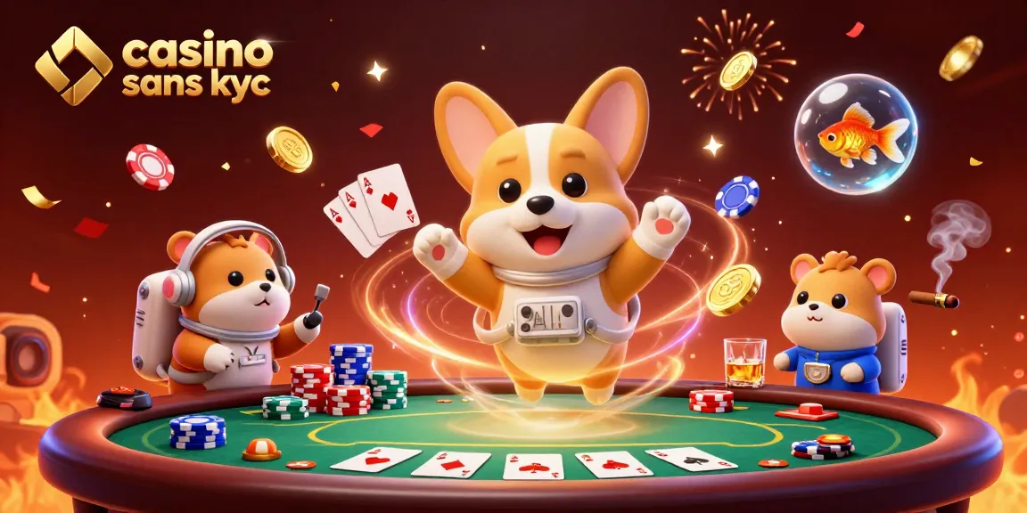 Découvrez l'ambiance des jeux dans un casino sans KYC avec un corgi et un hamster en mission spatiale.