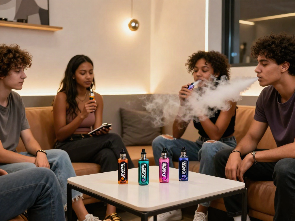 Friends enjoying Alt Zero E-Liquid 60ml in a stylish vape lounge
