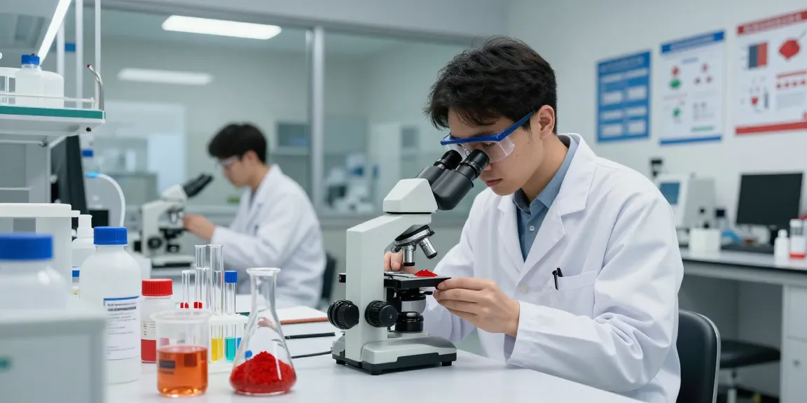 Buy Phosphorus Red in a high-tech laboratory with equipment and chemist.