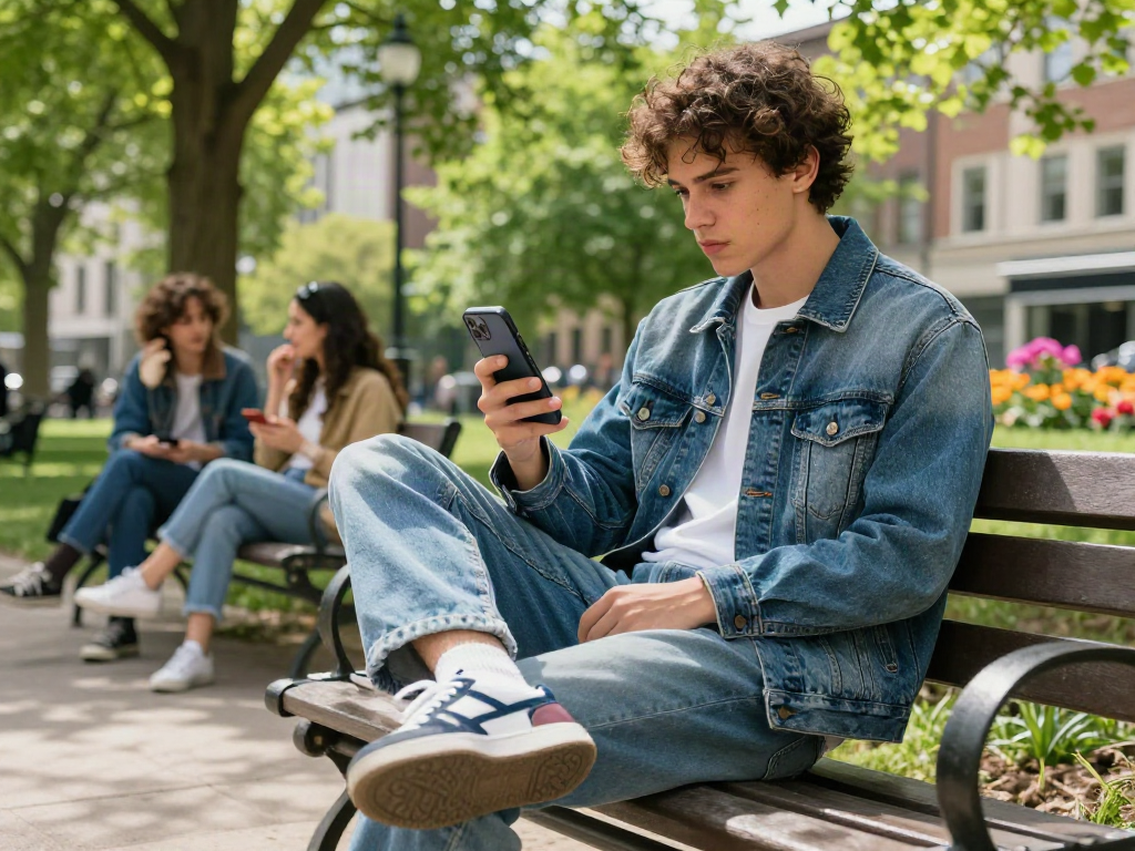 Test attractiveness with a stylish young man enjoying a sunny day outdoors.