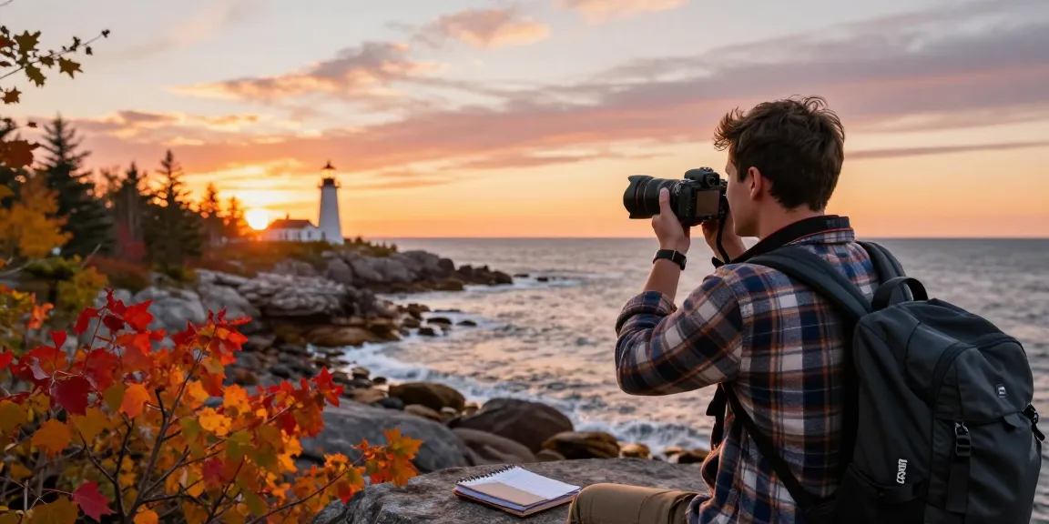Serge Robichaud enjoying the fall coastal beauty in New Brunswick, capturing vibrant sunset views.