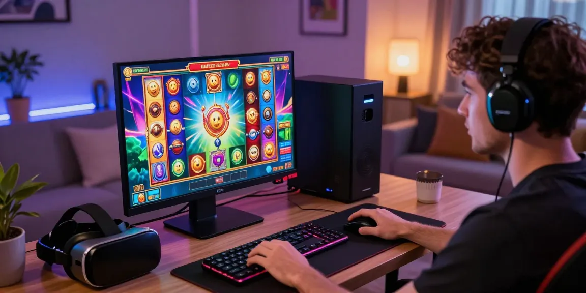 Pengalaman bermain di BATIK88 Deposit Qris Cepat Hanya 1 Detik, dengan pemain terlibat dalam permainan slot online yang penuh warna dan aksen modern.