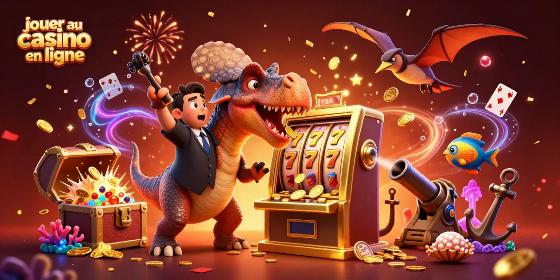 Jouer au casino en ligne : Un pachycephalosaurus remporte des jackpots et attire les pièces d'or.