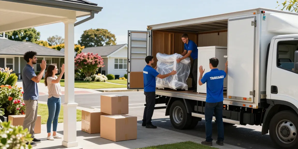 Tauranga movers expertly packing furniture into a truck, showcasing care and professionalism in a residential setting.
